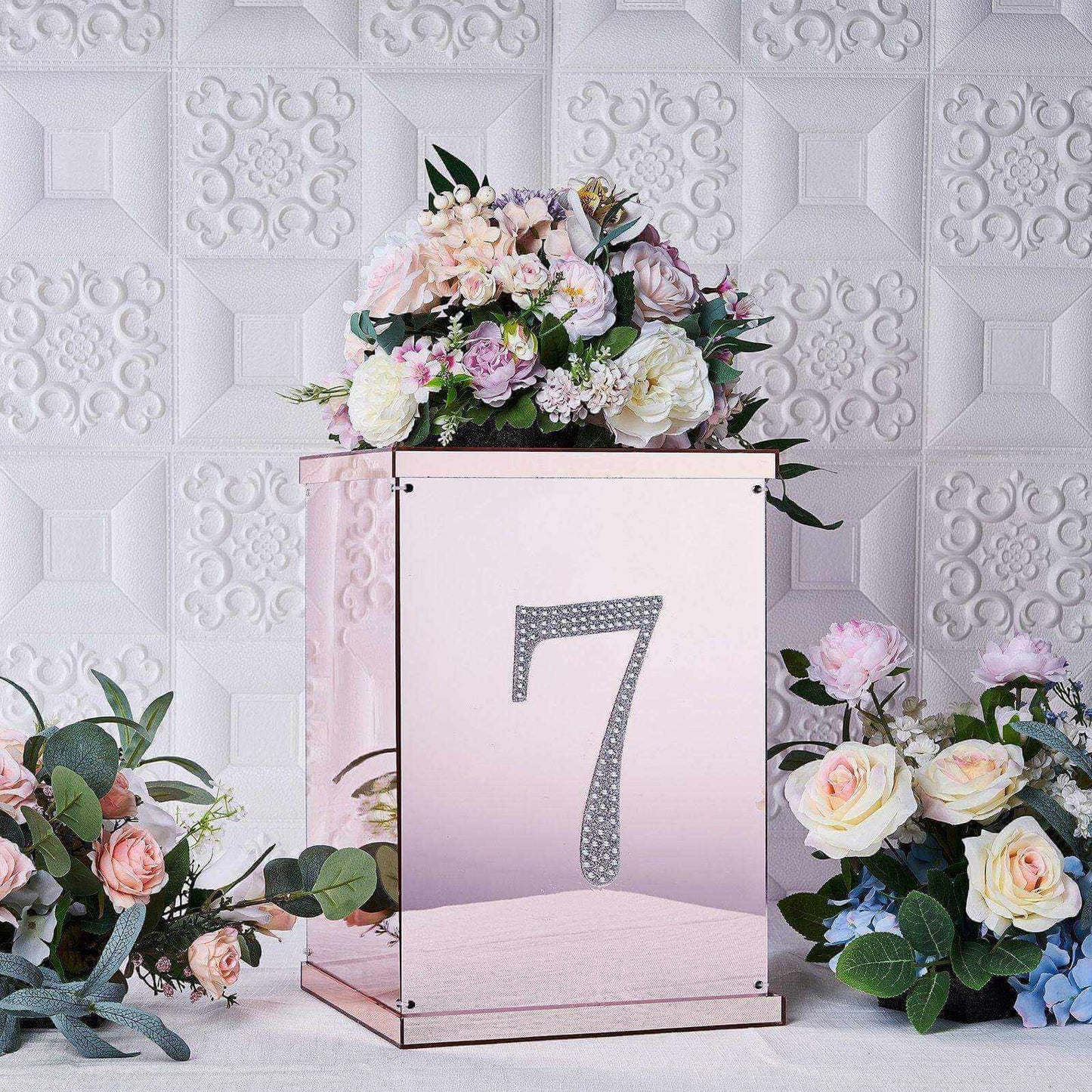 Decorative Rhinestone Number "7" Stickers, Glitter Adhesive Craft Numbers Silver DIY Sparkle Embellishments 8"