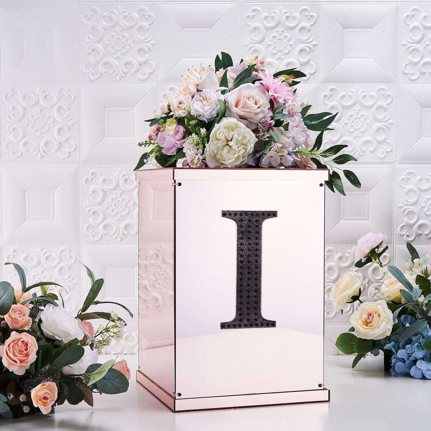 Decorative Rhinestone Alphabet "I" Letter Stickers, Glitter Adhesive Craft Letters Black DIY Sparkle Embellishments 6"