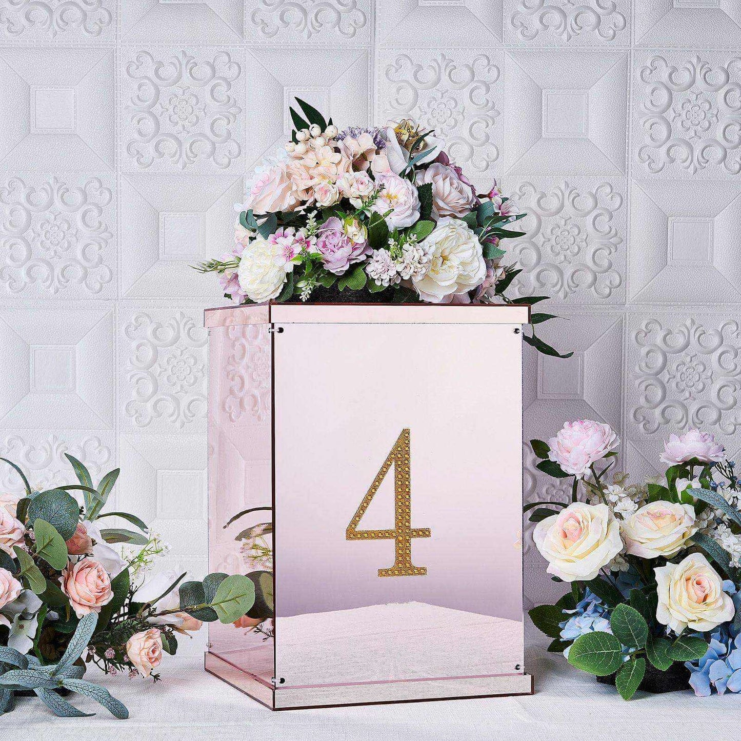 Decorative Rhinestone Number "4" Stickers, Glitter Adhesive Craft Numbers Gold DIY Sparkle Embellishments 6"