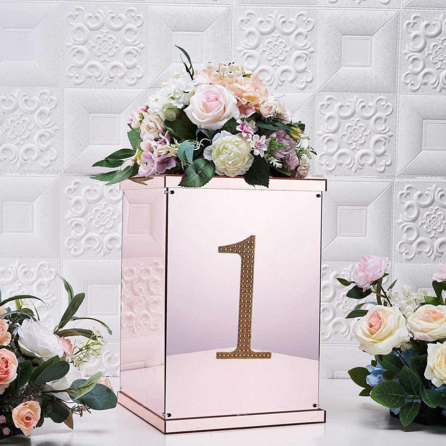 Decorative Rhinestone Number "1" Stickers, Glitter Adhesive Craft Numbers Gold DIY Sparkle Embellishments 8"