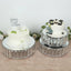 Set of 3 Silver Metal Crystal Pendant Cake Stands with Mirror Top, Stackable Round Dessert Display Trays - 9",11",12"