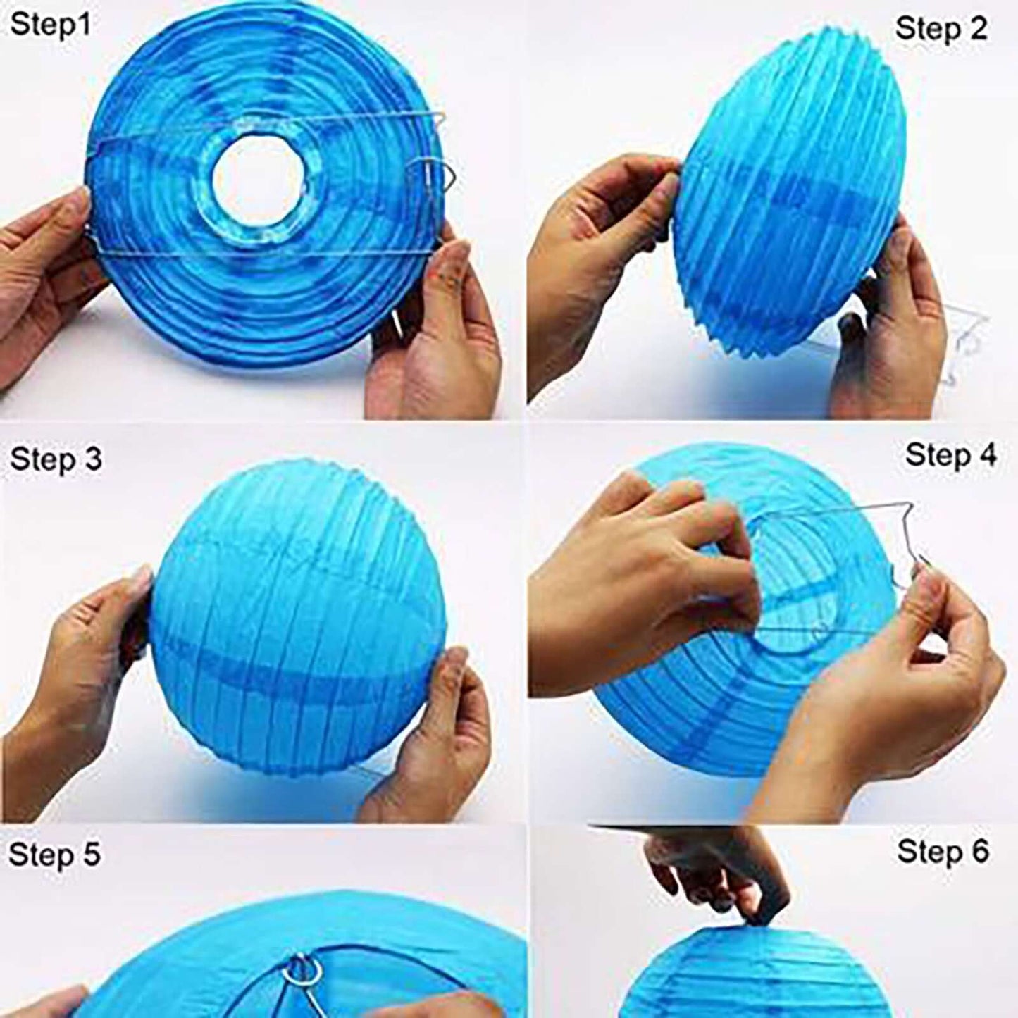 Set of 8 White Hanging Paper Lanterns, Decorative Round Chinese Sky Lanterns, Assorted Sizes  - 6",8",10",14"