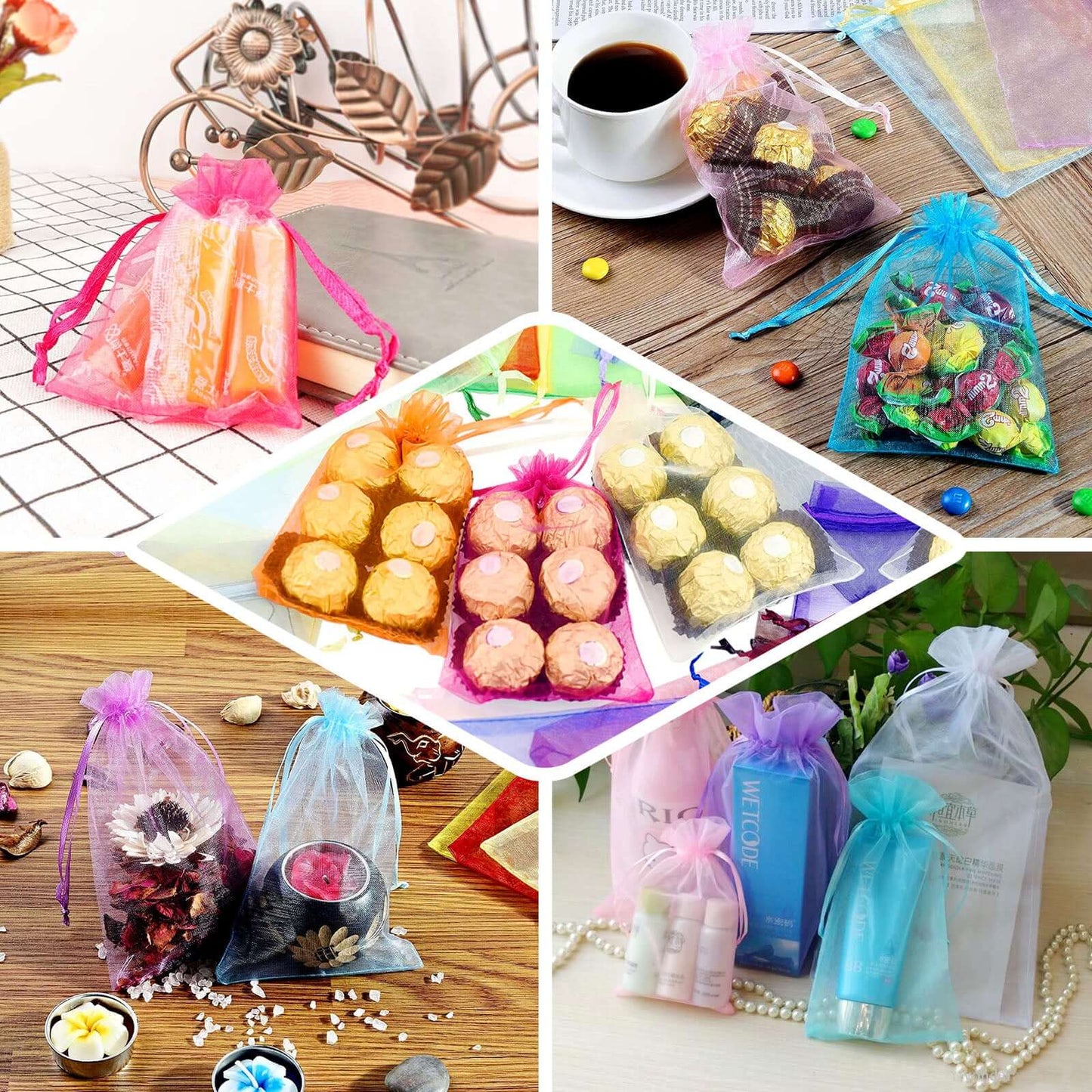 10 Pack 6"x9" Royal Blue Organza Drawstring Wedding Party Favor Bags