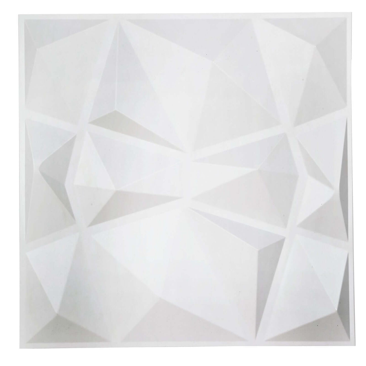 12 Pack 20"x20" Matte White 3D Texture PVC Diamond Design Wall Tiles, Stick On Waterproof Wall Panels