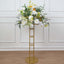 Metal Wedding Centerpiece Open Frame Design Gold - Grand Halo Top Floral Riser Pedestal 46"