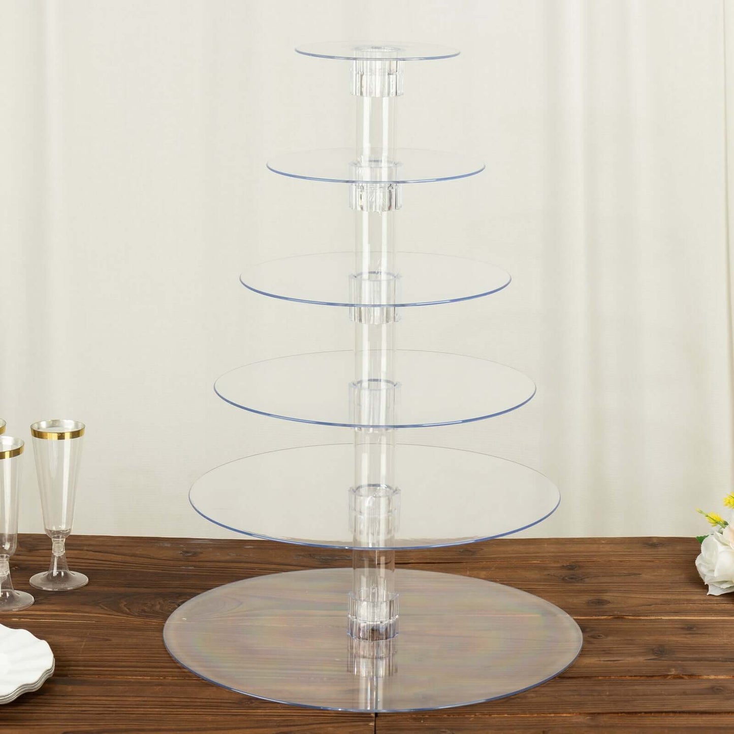 6-Tier Acrylic Round Cupcake Stand Clear for Special Events & Catering Displays 22"