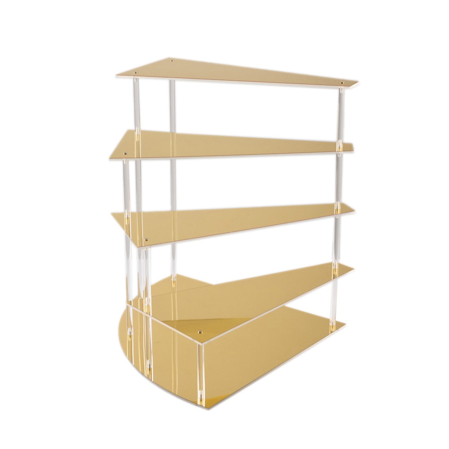 4-Tier Acrylic Cupcake Display Stand Gold Spiral Stairway Design - Stylish Reusable Multi Level Serving Tray Organizer Shelf Riser for Dessert Perfume Retail Jewelry & Collectibles 17"