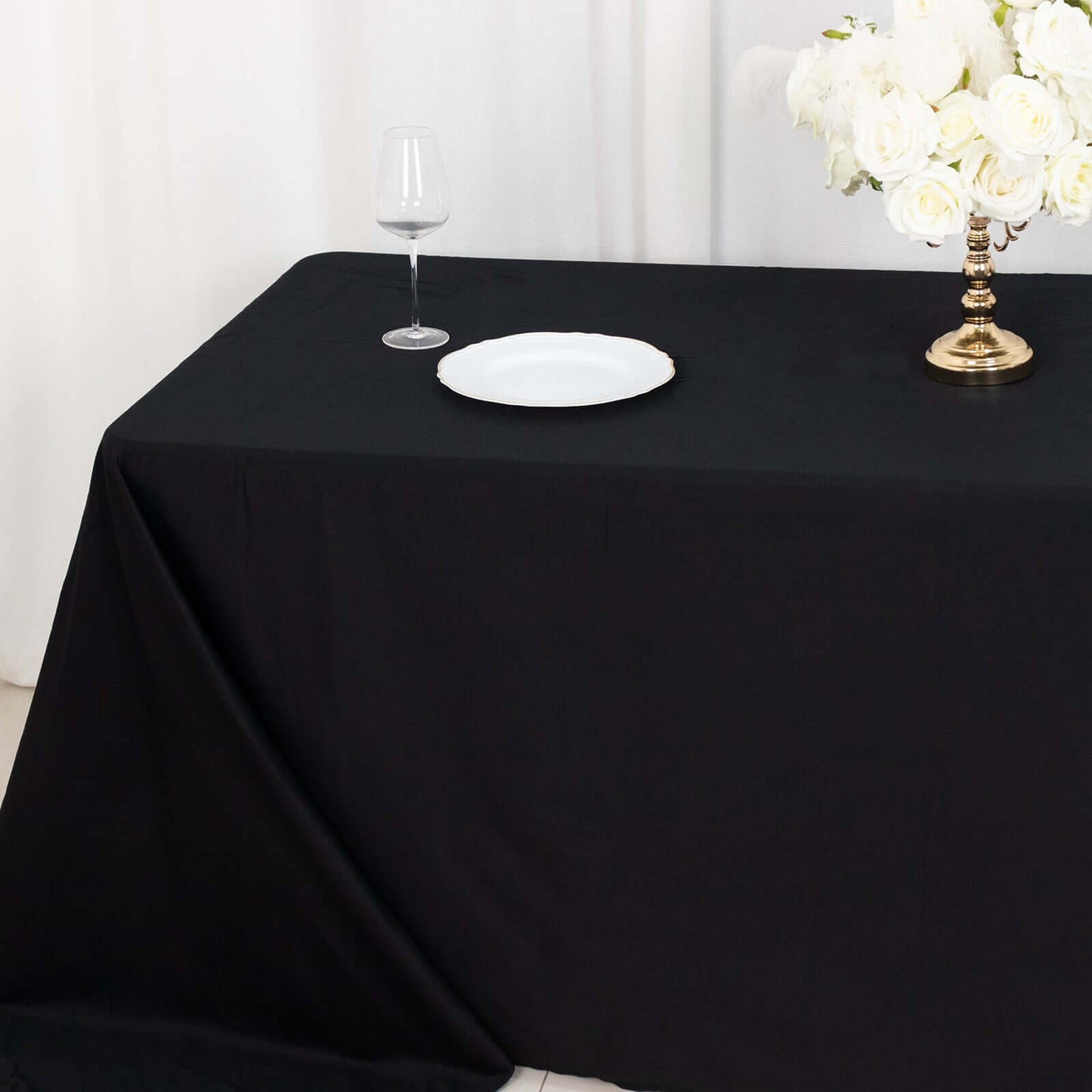 100% Cotton 90"x132" Rectangle Tablecloth Black Linen - Seamless, Soft & Breathable Table Cover