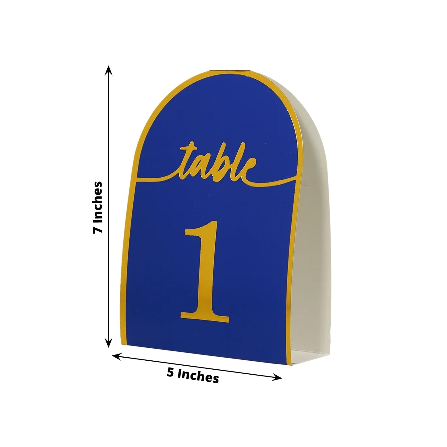 25-Pack 7" Disposable Table Numbers, Royal Blue Free Standing Double Sided Table Number Place Cards with Metallic Gold Foil Numbers 1-25