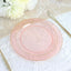 10-Pack Plastic 7.5" Round Appetizer Plates in Blush Hammered Design with Gold Rim - Disposable Salad Plates for Chic Banquets & Special Occasions