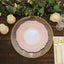10-Pack Plastic 10" Round Dinner Plates in White with Blush Blossom Design & Gold Edging - Disposable Party Plates