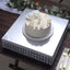 Metal Cake Stand Square Design with Crystal Beads Silver - Dessert Pedestal for Events 16"