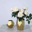 Set of 2 Glass Flower Vases Geometric Design Matte Gold - Stylish Modern Candle Holder Centerpieces 5", 8"