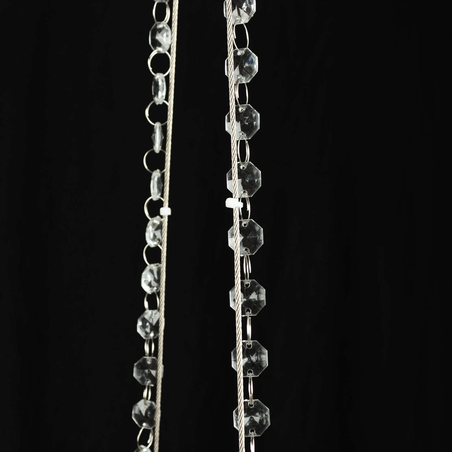 Acrylic Hanging Chandelier Cake Stand with Crystal Drapes - Suspended Round Wedding Cake Swing with 5ft Steel Wire Chains 25"