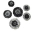 Set of 6 Charcoal Gray Carnation 3D Paper Flowers Wall Decor - 7",9",11"