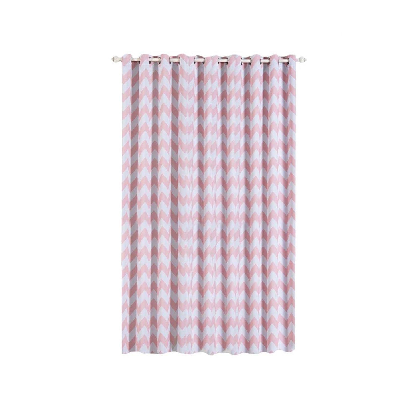 2 Pack White Blush Chevron Design Thermal Blackout Curtains With Chrome Grommet Window Treatment Panels - 52"x108"