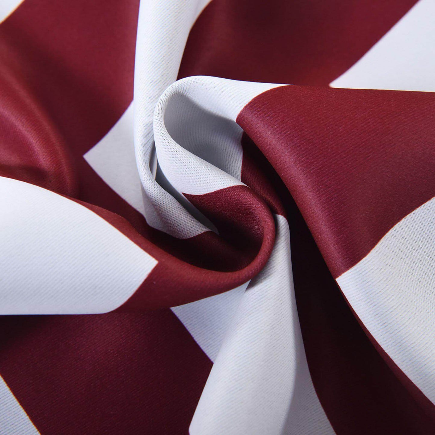 2 Pack White Burgundy Chevron Print Thermal Blackout Window Curtain Grommet Panels, Noise Canceling Curtains - 52"x108"