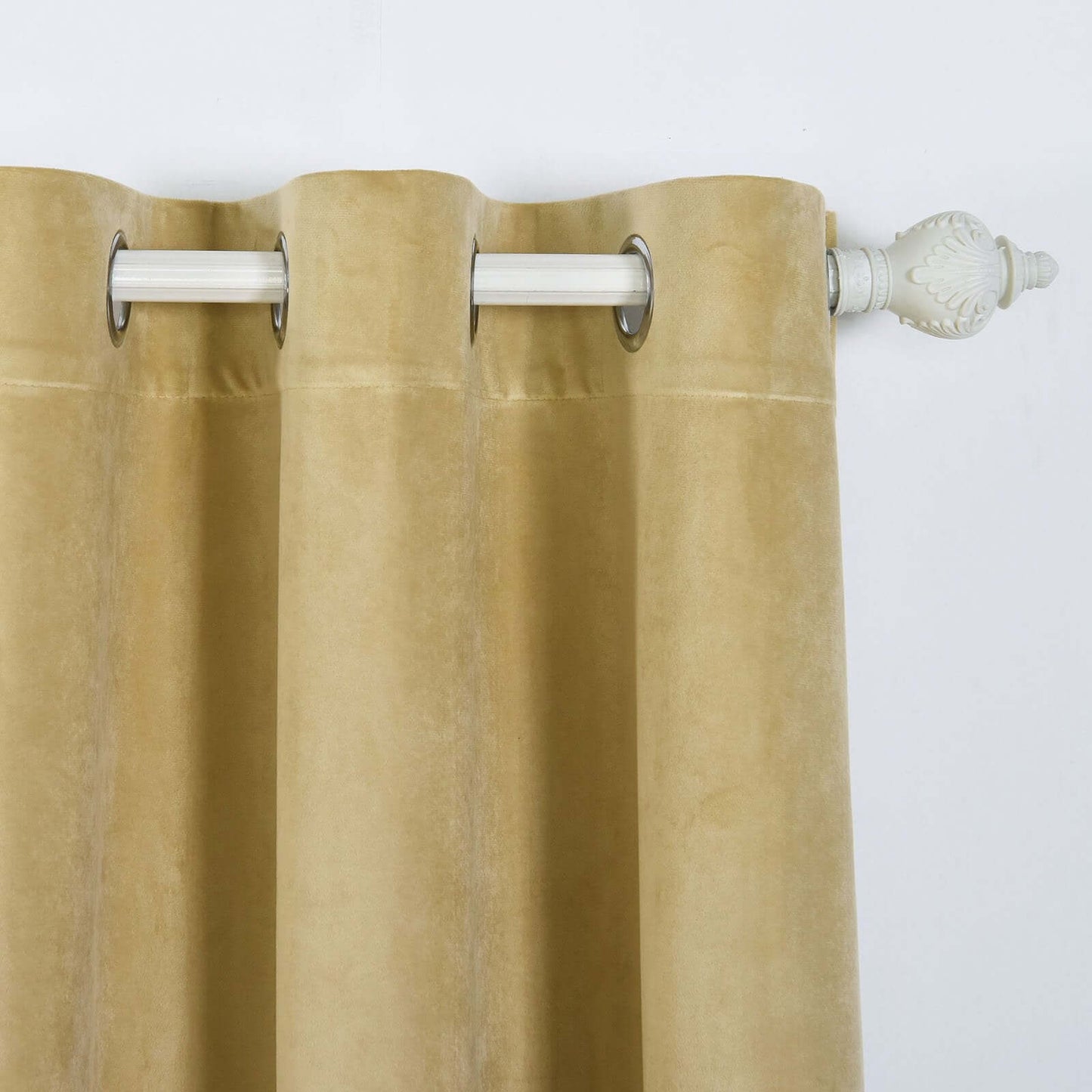 2 Pack Champagne 330 GSM Premium Velvet Thermal Blackout Curtains With Chrome Grommet Window Treatment Panels - 52"x64"