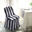 Stretch Spandex Chair Cover Black/White for Folding Chairs - 2" Striped Wrinkle Resistant Classy 160GSM Fitted Slipcover With Foot Pockets
