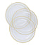 10-Pack Plastic Dinner Plates Clear with TrÃ¨s Chic Gold Rim - Perfect Disposable Party Plates 10"