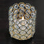Crystal Beaded Metal Votive Tealight Holder Gold - Stylish Multipurpose Table Vase for Decor 4"