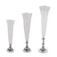 2-Pack Crystal Beaded Trumpet Vase Set Silver - Table Centerpiece for Grand Occasions 40"