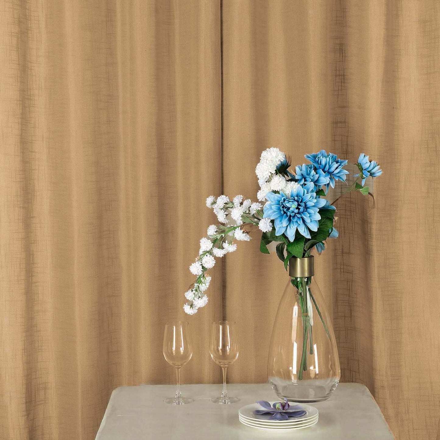 2 Pack Handmade Natural Faux Linen Curtains 52"x64", Curtain Panels With Chrome Grommets