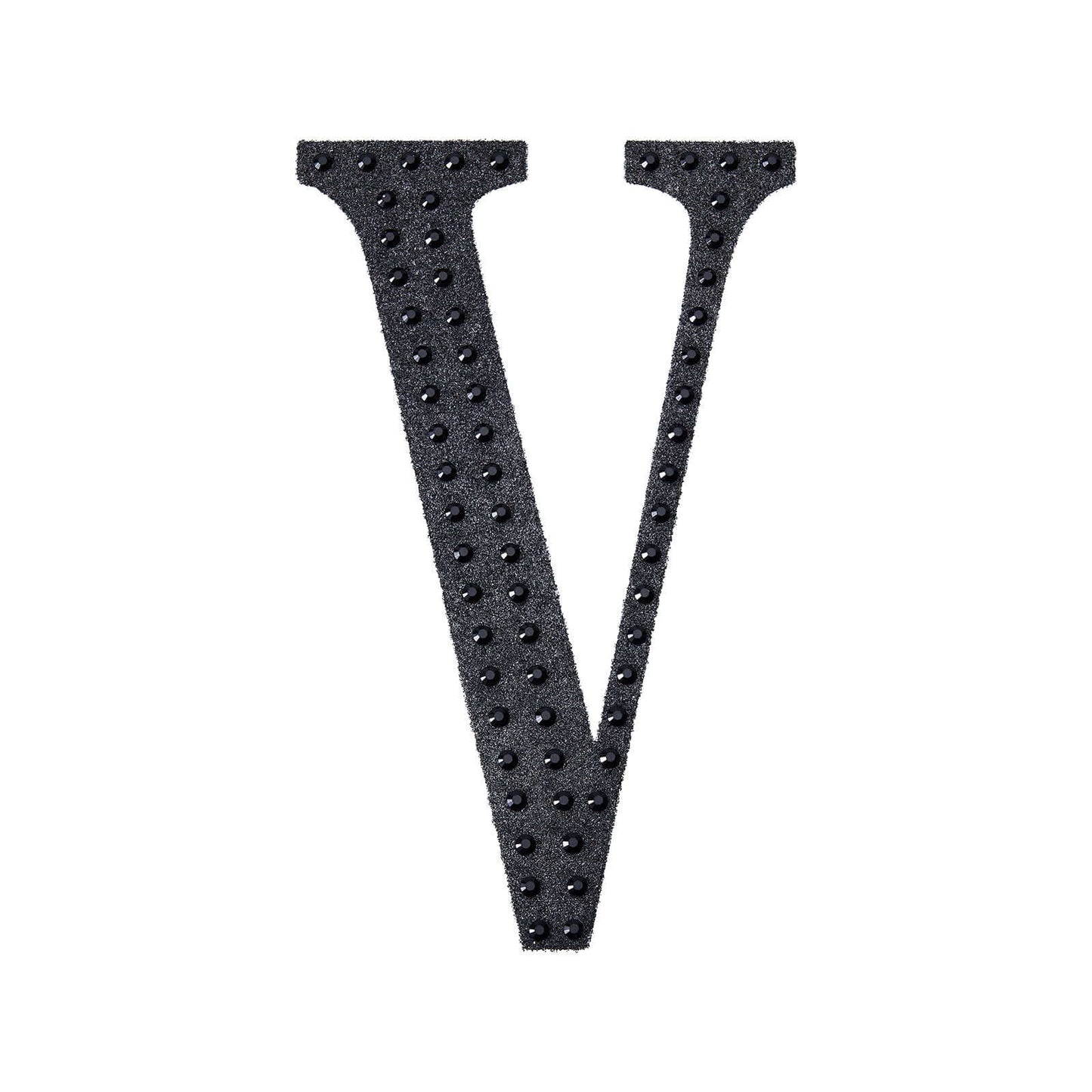 Decorative Rhinestone Alphabet "V" Letter Stickers, Glitter Adhesive Craft Letters Black DIY Sparkle Embellishments 4"