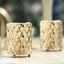2-Pack Votive Candle Holders Gold Metal Diamond Cut Geometric Design - Perfect for Home DÃ©cor and Events 4"