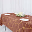 Polyester 60"x102" Rectangle Tablecloth Terracotta (Rust) with Gold Foil Geometric Pattern - Wrinkle-Resistant & Durable Table Cover