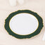 10-Pack Plastic 10" Round Dinner Plates in White with Hunter Emerald Green Blossom Design & Gold Edging - Disposable Party Plates