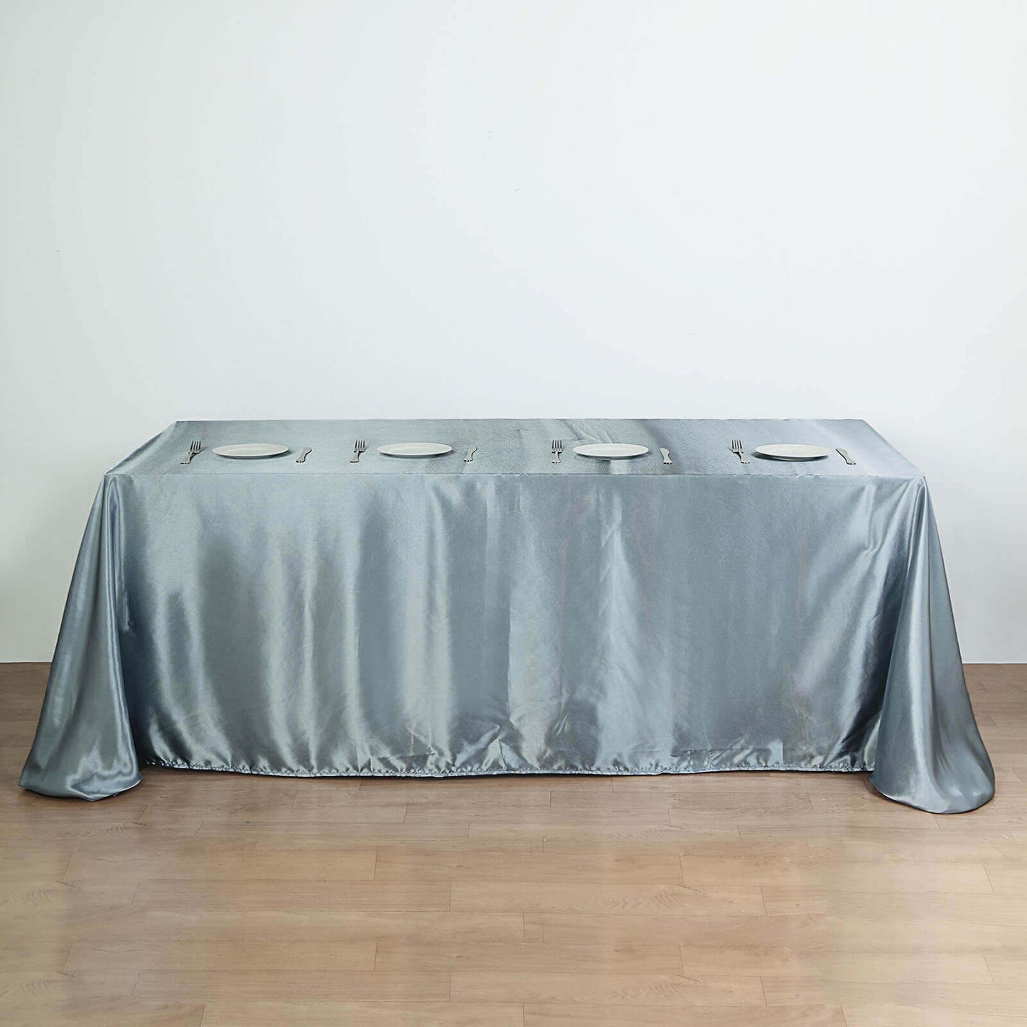 Satin Rectangular 90"x156" Tablecloth Dusty Blue - Seamless Table Cover