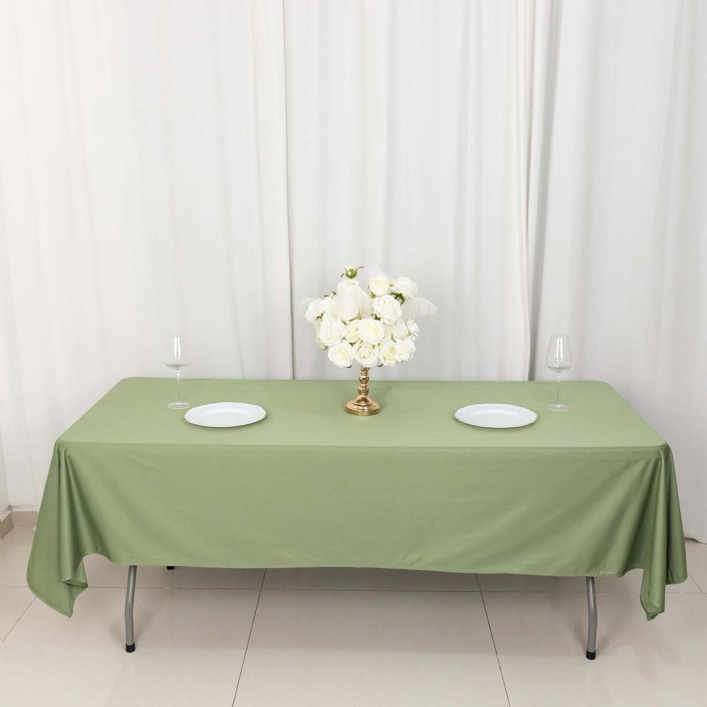 Scuba Rectangular 60"x102" Tablecloth Dusty Sage Green - Wrinkle Free & Stain Resistant Table Cover