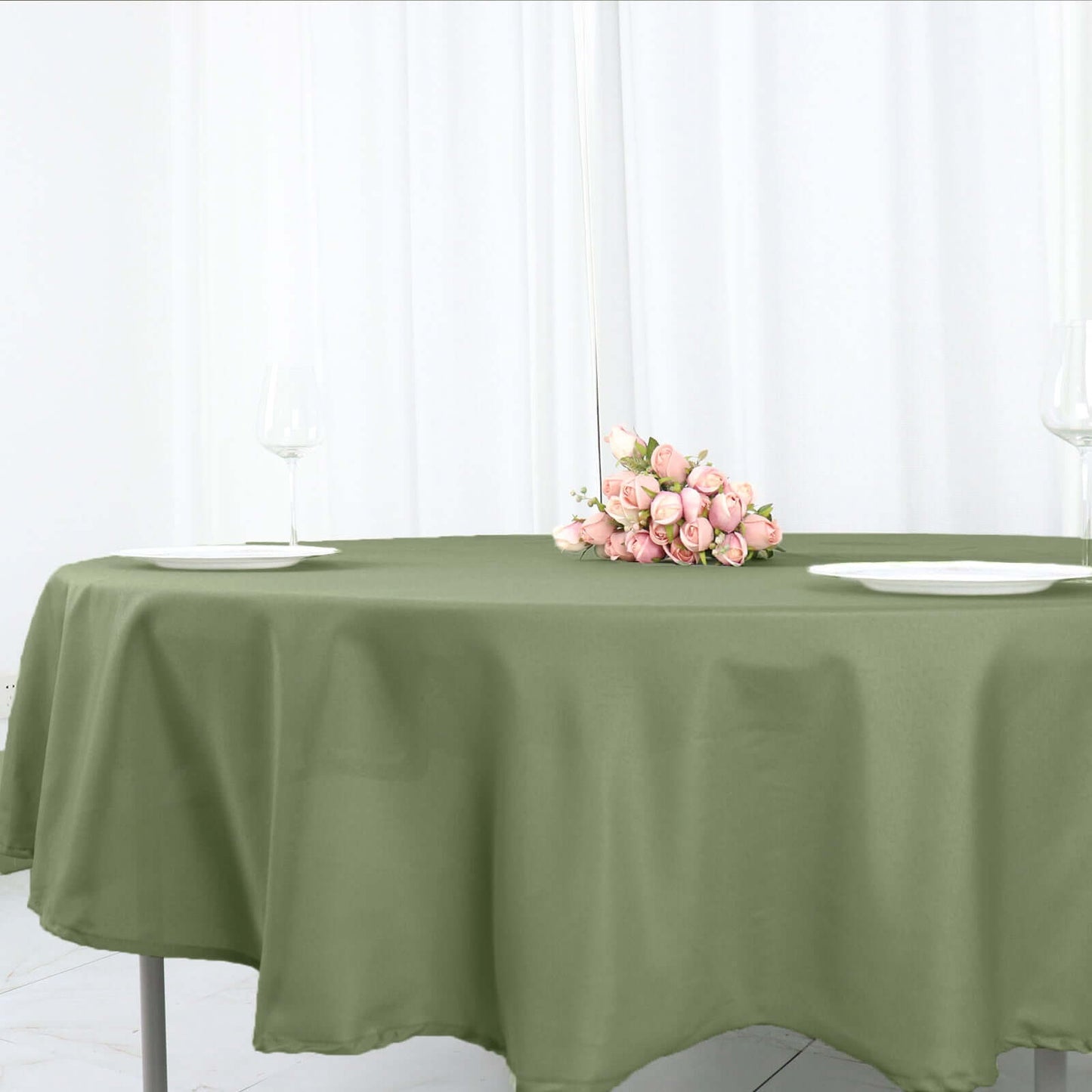 Polyester 90" Round Tablecloth Dusty Sage Green - Stain & Wrinkle-Resistant Table Cover