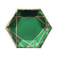 25-Pack Paper 7" Hexagon Dessert Plates in Hunter Emerald Green with Gold Geometric Lines & Rim - Stylish Disposable Geometric 300GSM Appetizer Salad Plates