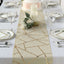Polyester 9ft Table Runner Beige with Gold Foil Modern Geometric Accent
