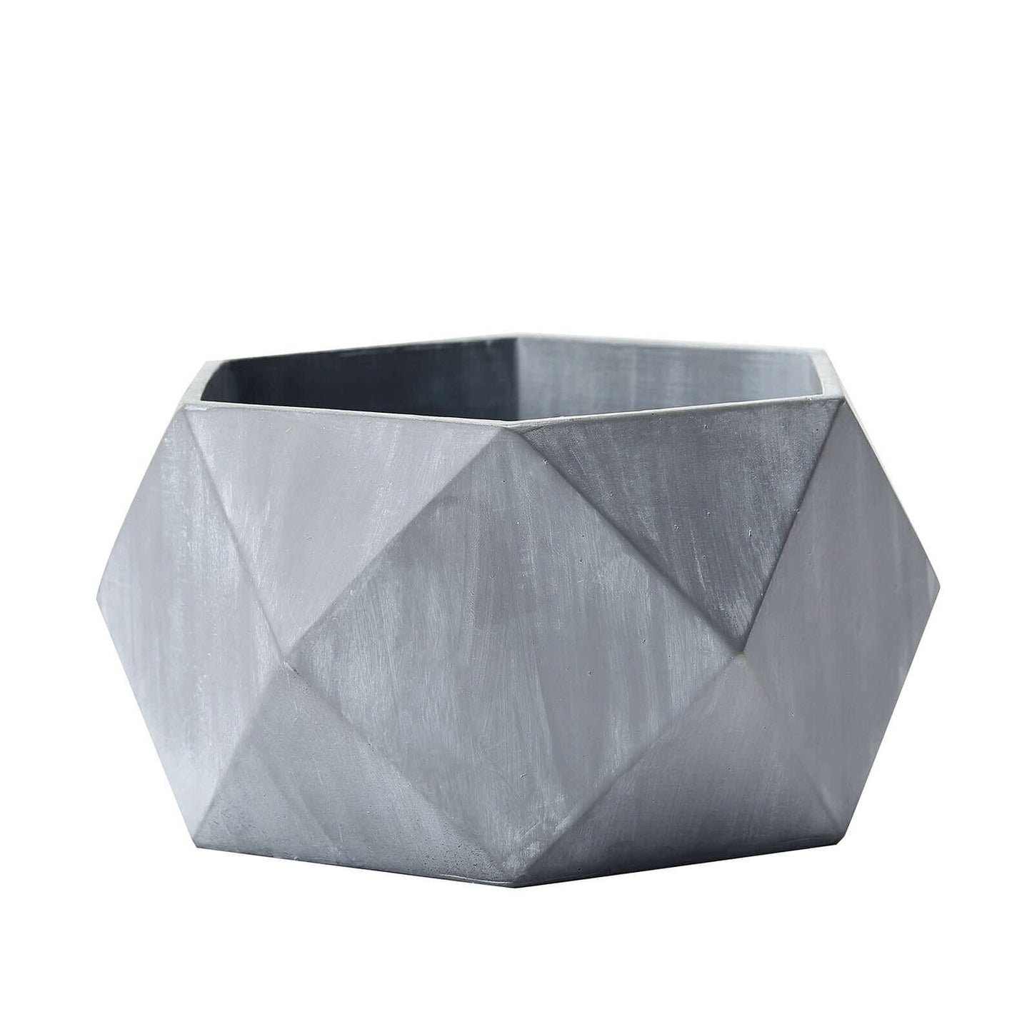 Geometric Planter Mini Cement Design Gray Finish - Concrete Succulent Flower Pot 7"