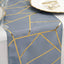 Polyester 9ft Table Runner Dusty Blue with Gold Foil Modern Geometric Accent
