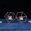 Set of Metal Candle Holders Linked Geometric Design Rose Gold - Modern Table Decor with Votive Glass for Gatherings 11"