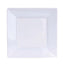10-Pack Dessert Plates Square Design with Wide Rim Glossy White - Plastic Disposable Plates for Events 6"