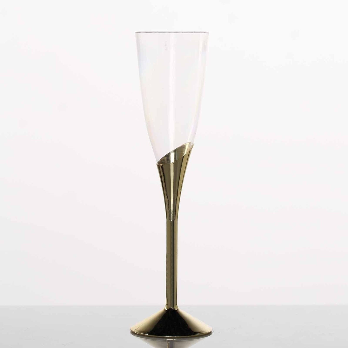 6-Pack Plastic Champagne Flutes Clear/Gold - Stylish Disposable Glasses for Toasts 5oz