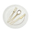 24-Pack Plastic Utensil Set with Modern Hollow Handle Design Gold - Disposable Silverware 7" for Parties