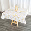 Polyester 54"x54" Square Tablecloth White with Gold Foil Geometric Pattern - Wrinkle-Resistant & Durable for Stylish Settings