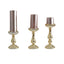 Set of 3 Candle Holder Stands Gold Mercury Glass Pillar Design - Stylish Votive Centerpieces for Tables & Decor 7", 8", 10"