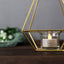 2-Pack Tealight Candle Holders Gold Metal Pyramid Geometric Open Frame - Flower Stand 9"
