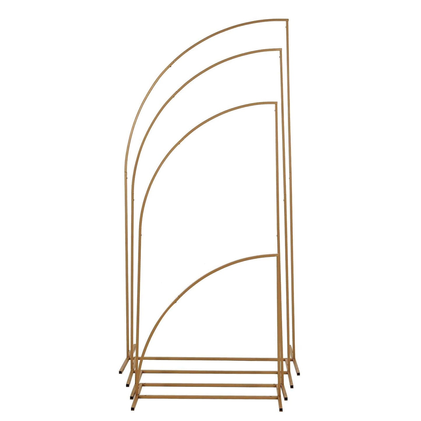 Set of 4 Gold Metal Half Moon Floral Frame Wedding Arbor Stand, Chiara Backdrop Display Arch - 2.5ft,5ft,6ft,7ft