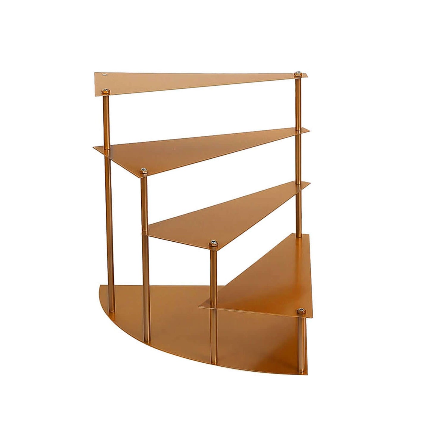 4-Tier Metal Spiral Stairway Cupcake Display Stand Gold - Dessert Cake Step Pedestal Tray 17"