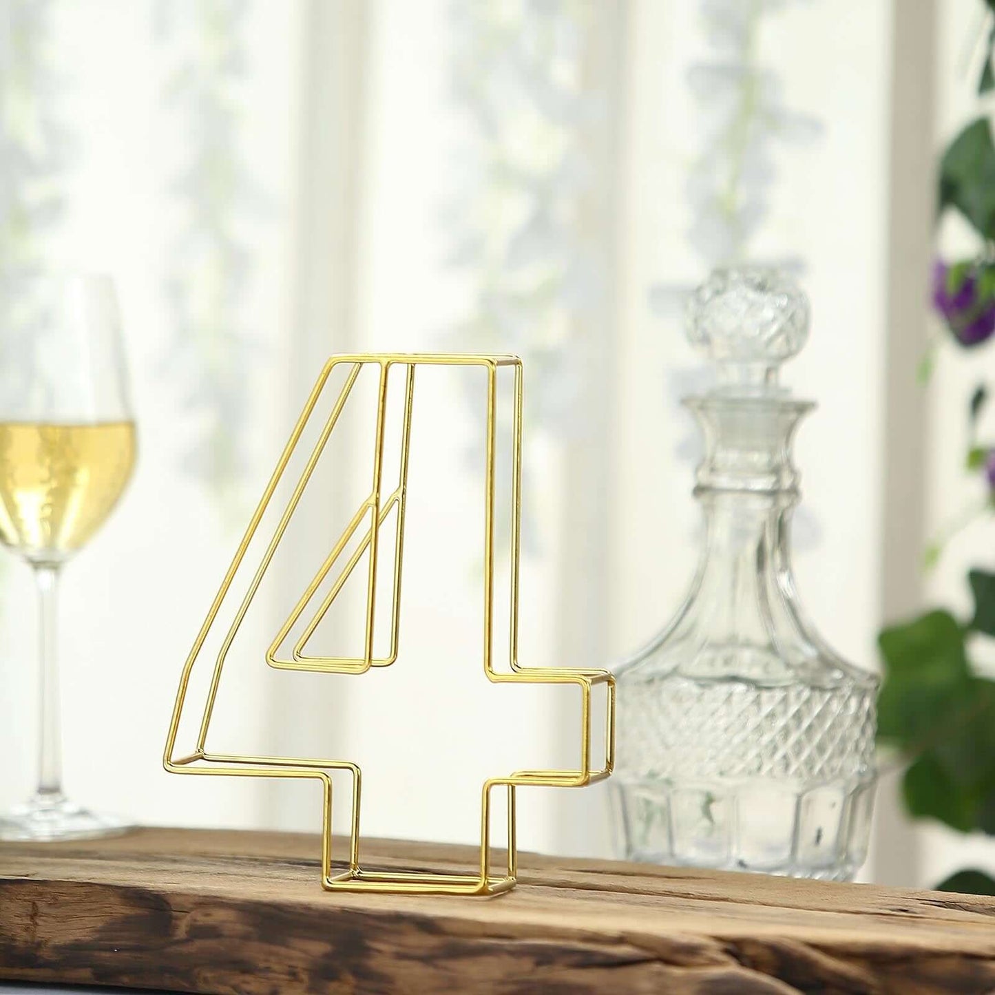 8" Tall Gold Freestanding 3D Decorative Metal Wire Numbers, Wedding Table Numbers -4