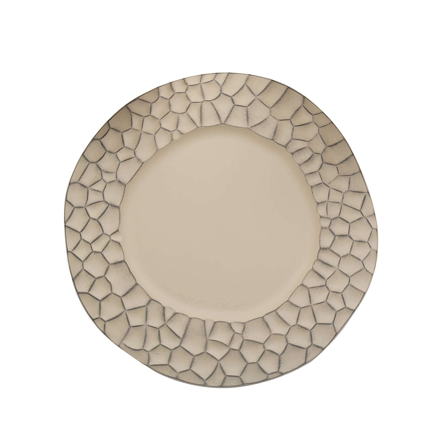 6-Pack Round Charger Plates 13" in Taupe with Hammered Rim, Matte Finish Modern Dinner Charger Tableware
