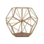 Tealight Candle Holder Gold Metal Pentagon Prism Geometric Open Frame - Flower Stand 7"